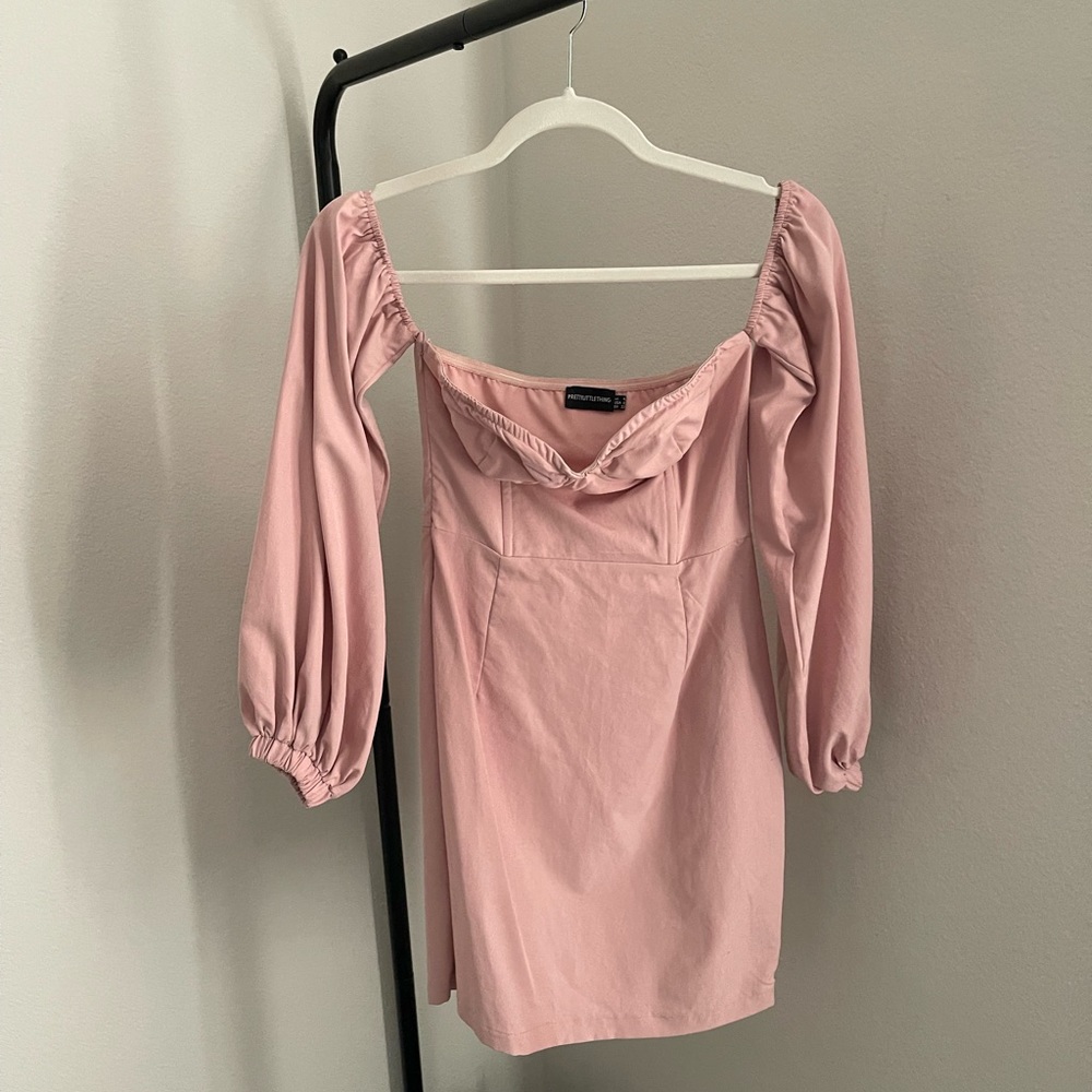 Pretty Little Thing Pink Puffer Sleeve Dress